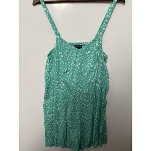 Torrid Romper Womens Plus SZ 00 M/L 10 Green Turquoise Floral Pockets Light NWT